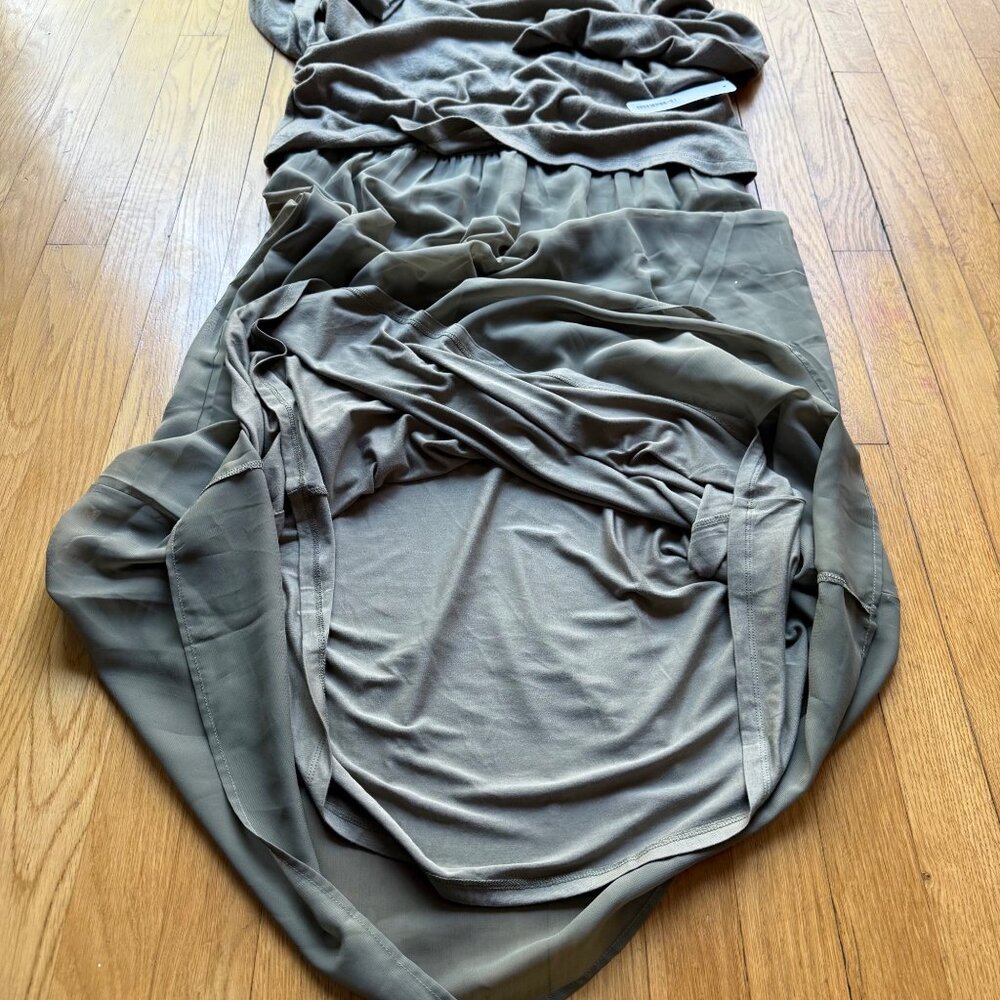 Soft Surroundings Size L NEW Olive Green Cassie Two-Layer Long Sleeve Maxi Dress - Picture 11 of 16
